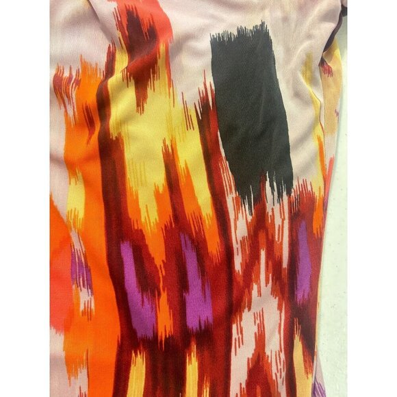 SoCa by St. John Colorful Abstract Silk Top Petite P - Picture 5 of 5